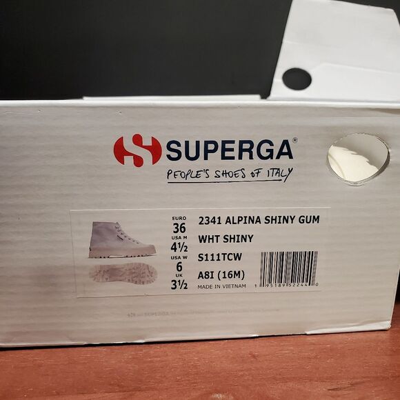 SUPERGA High Top Size 6 Alpina Shiny Gum 2341 Shoes Sneakers - Picture 3 of 12